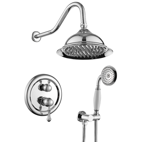 8 inches Concealed Shower System-2 Mode Filtering Shower Head-Easy Installation-Silver