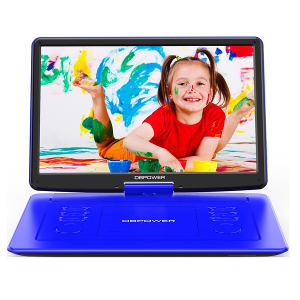 DBPOWER 17.9&quot; Portable DVD Player with 15.6&quot; Large HD Swivel Screen, 6 Hour Rechargeable Battery, Support USB/SD and Multiple Disc Formats, High Volume Speaker, Car Charger, Remote Control, Blue