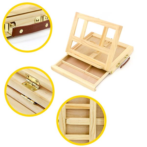 XHC-1 Portable 4 Adjustable Gears Drawer Style Beech Tabletop Easel Burlywood