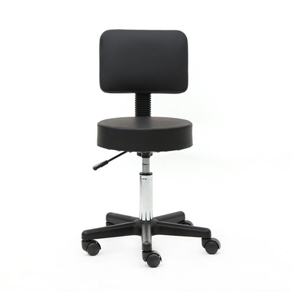 Round Shape Plastic Adjustable Salon Stool with Back Black