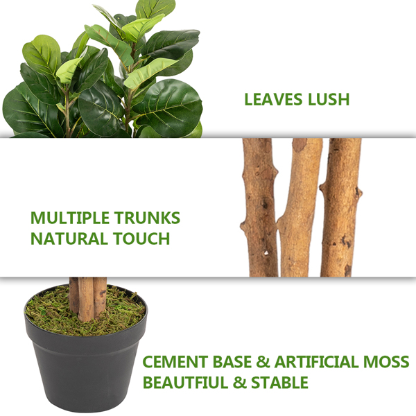 FCH 6FT  Solid Wood 156 Leaves Truncated Piano Leaf Banyan Simulation Tree Green