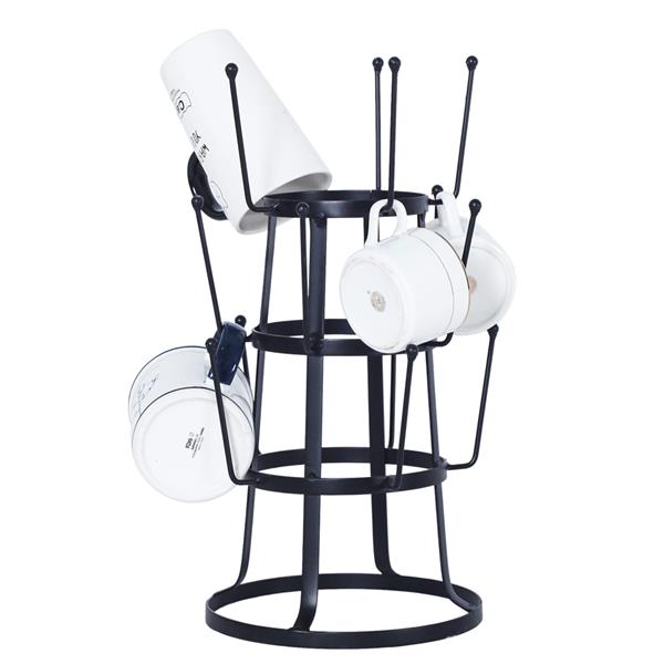 Stylish Steel Mug Tree Holder Organizer Rack Stand (Black)