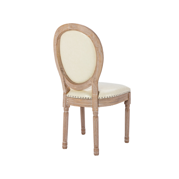 Set of 2 Upholstered French Dining Chair with rubber legs PU leather, Beige