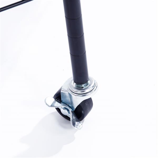 6-Layer Plastic Coated Polygonal Corner Shelf with 2&quot; PP Wheels 680*680*1800 Black
