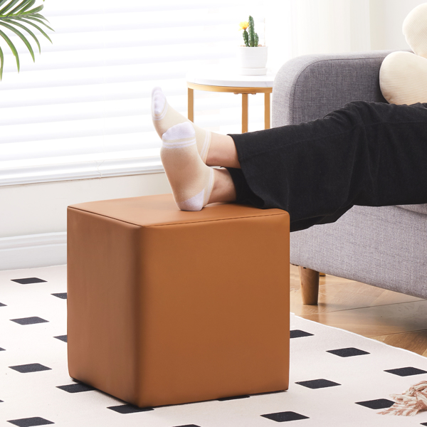 Faux Leather Ottoman Square Footrest Stool Multifunctional Upholstered Ottoman Shoe Changing Stool Dressing Stool Coffee Table Suitable for Living Room Bedroom