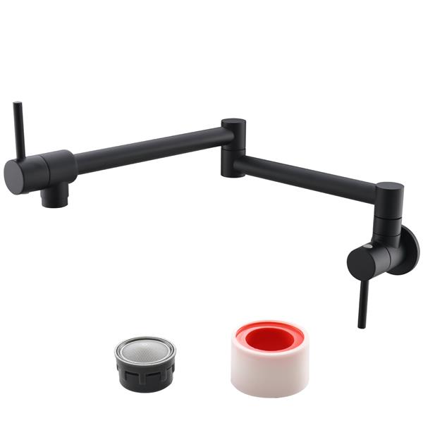 Brass Folding Faucet 1/2NPT Wall Mount Kitchen Faucet Two Handles Cold Water Tap Black