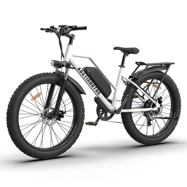 AOSTIRMOTOR Hot Fat Tire Adults Electric Bicycle 26 In. Electric Mountain Bike 48V 13AH S07-GWhite
