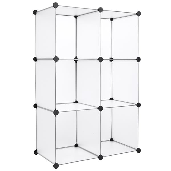 Cube Storage Organizer, 6 Cubes Shoe Rack, DIY Plastic Modular Closet Cabinet Storage Organizer White Color
