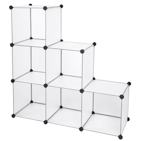 Cube Storage Organizer, 6 Cubes Shoe Rack, DIY Plastic Modular Closet Cabinet Storage Organizer White Color