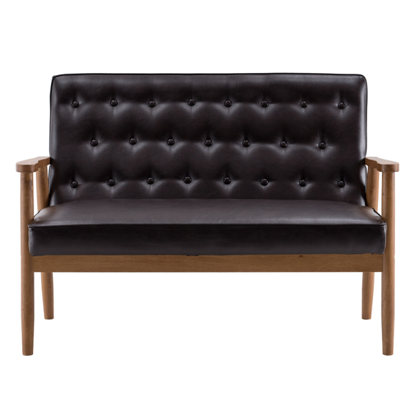 126 x 70 x 84cm Two-person Retro PU Leather Lounge Chair Light Brown