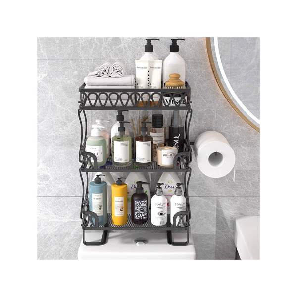 Stacking Shower Caddy Shelf Toilet Rack 3 Layer Bathroom Organizer Metal Storage Shelfl Black
