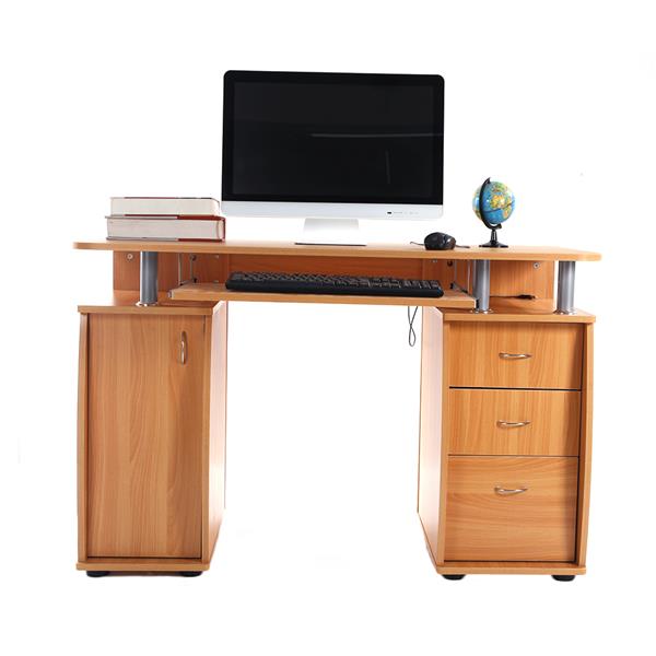 15mm MDF Portable 1pc Door with 3pcs Drawers Computer Desk Wood Color