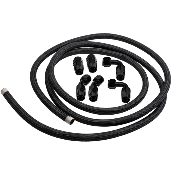 -10AN AN10 12FT Nylon Stainless Steel Braided Fuel Line + 6PCS Fitting Hose End Kit
