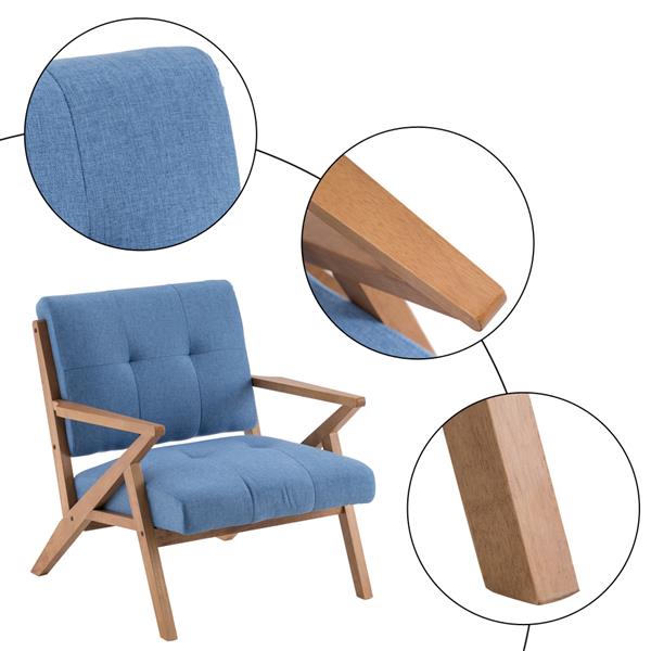 (76x85x82.5cm) Solid Wwood Retro Single Sofa Chair Light Blue