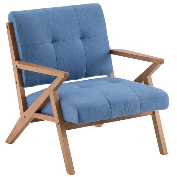 (76x85x82.5cm) Solid Wwood Retro Single Sofa Chair Light Blue