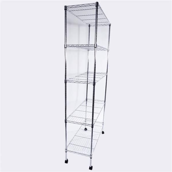 5-Layer Chrome Plated Iron Shelf with 1.5&quot; Nylon Wheels 165*90*35 Chrome