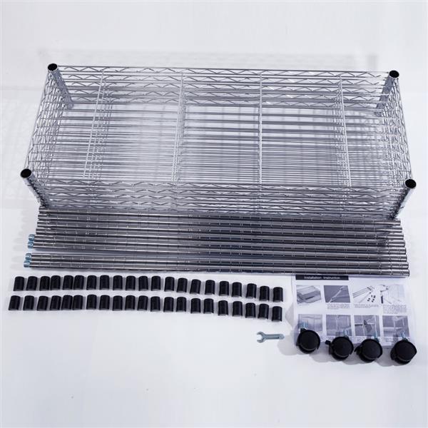 5-Layer Chrome Plated Iron Shelf with 1.5&quot; Nylon Wheels 165*90*35 Chrome