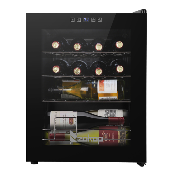 JC-48 115V 85W 1.7cu.ft/49l  Electronic Wine Cabinet Cold Rolled Sheet Transparent Glass Door / 16Bottle with Display Black