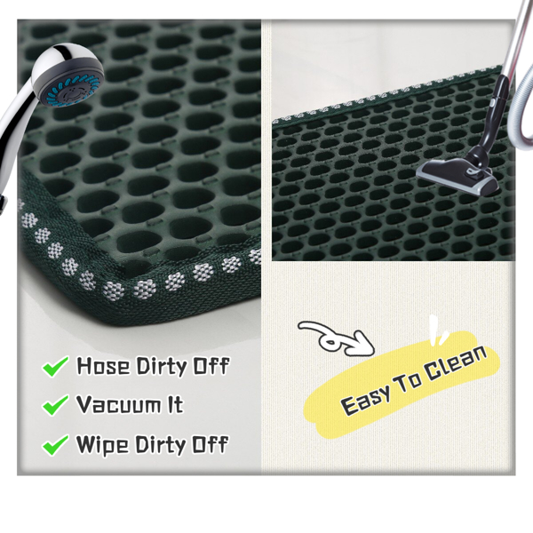 Cat Litter Mat, Kitty Litter Trapping Mat, Double Layer Mats with MiLi Shape Scratching design, Urine Waterproof, Easy Clean, Scatter Control  21&quot; x 14&quot;  Green