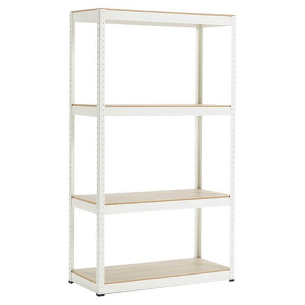Storage Rack Shelving Unit Storage Shelf Steel Garage Utility Rack 4-Shelf Adjustable Shelves Heavy Duty Display Stand for Books, Kitchenware, Tools Bolt-Free Assembly 31.49&quot;x 14.47&quot;x 59 White
