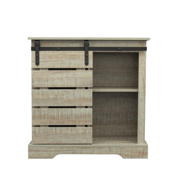 de Cabinet Buffet Sideboard with Sliding Barn Door and Interior Shelves,