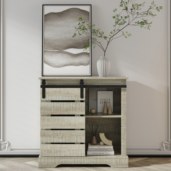 de Cabinet Buffet Sideboard with Sliding Barn Door and Interior Shelves,