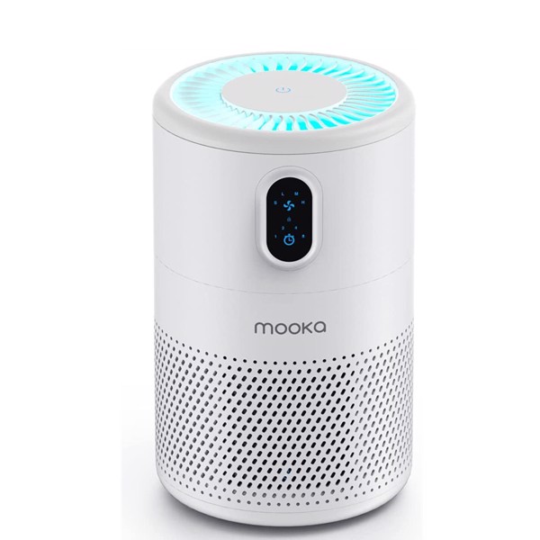 MOOKA Air Purifiers for Home Large Room up to 860ft, H13 True HEPA Air Filter Cleaner, Night Light(Available for California), B-D02L White