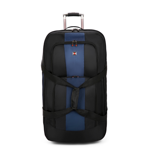 Expandable Waterproof Duffle Bag with Wheel Carry on Luggage Unisex Tote Suitcase Blue
