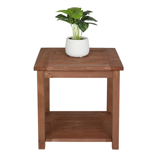 Square Wood Side Table Carbonized Color