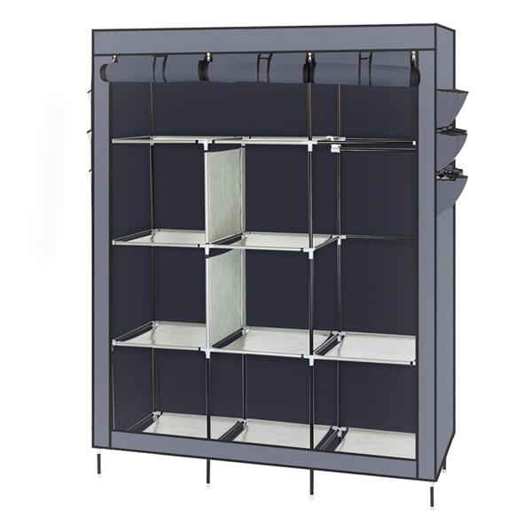 69&quot; High-leg Non-woven Fabric Assembled Cloth Wardrobe Gray