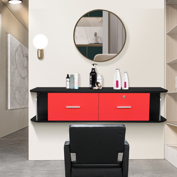 Barber Wall Mount Locking Styling Hair Station Appliance Holder Salon Spa Equipment Black &amp; Red