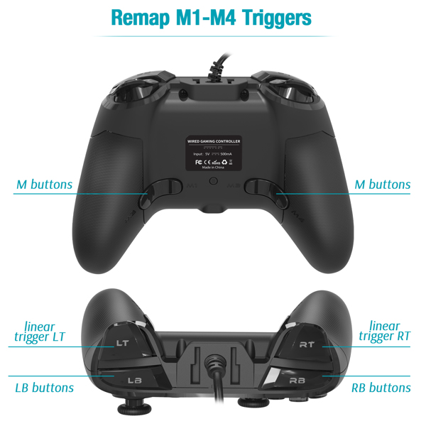 (ABC)(Prohibited Product on Amazon)Wired Gaming Controller, PC Gamepad Joystick, Dual Vibration, Programmable Remap M1-M4, Game Console for Windows 7/8/10/ Laptop, TV Box, PS3, Android, Switch