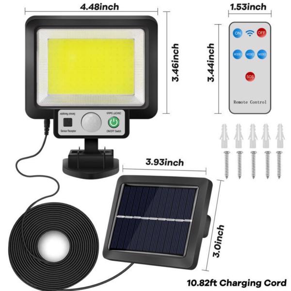 COB LED Solar Street Light Motion Sensor Outdoor Commercial Wall Lamp US