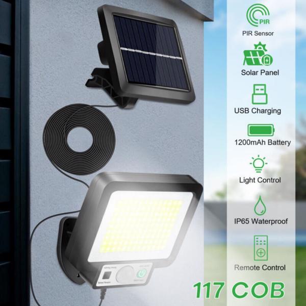 COB LED Solar Street Light Motion Sensor Outdoor Commercial Wall Lamp US