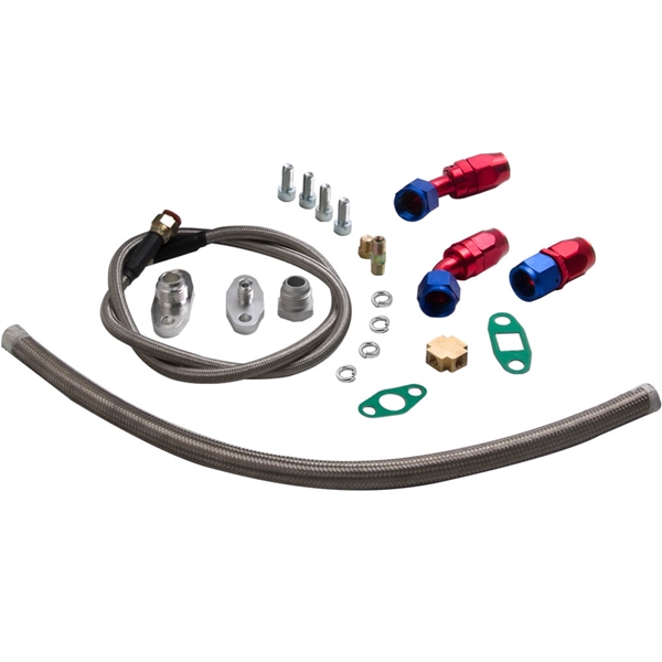 COMPLETE KITS TURBO OIL RETURN 10 AN+ BRAIDED FEED LINES FOR HONDA T3 T4 T04E@VWGQ