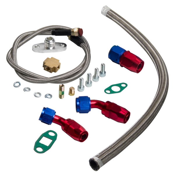 COMPLETE KITS TURBO OIL RETURN 10 AN+ BRAIDED FEED LINES FOR HONDA T3 T4 T04E@VWGQ