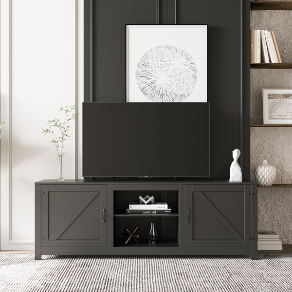 Farmhouse TV Stand, Wood Entertainment Center Media Console with Storage