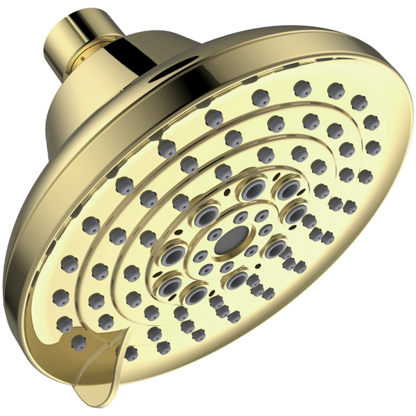 6 Spray Settings High Pressure Shower Head 5&quot; Rain Fixed Showerhead - Gold Adjustable Shower Head with Anti-Clogging Nozzles, Low Flow Easily Installation