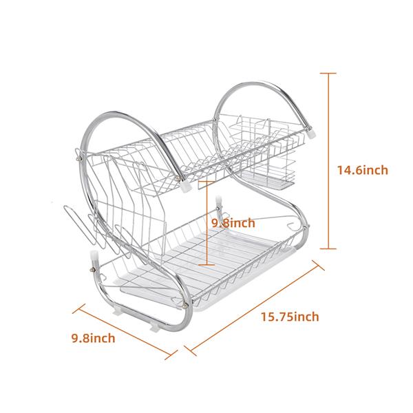 Multifunctional S-shaped Dual Layers Bowls &amp; Dishes &amp; Chopsticks &amp; Spoons Collection Shelf Dish Drai