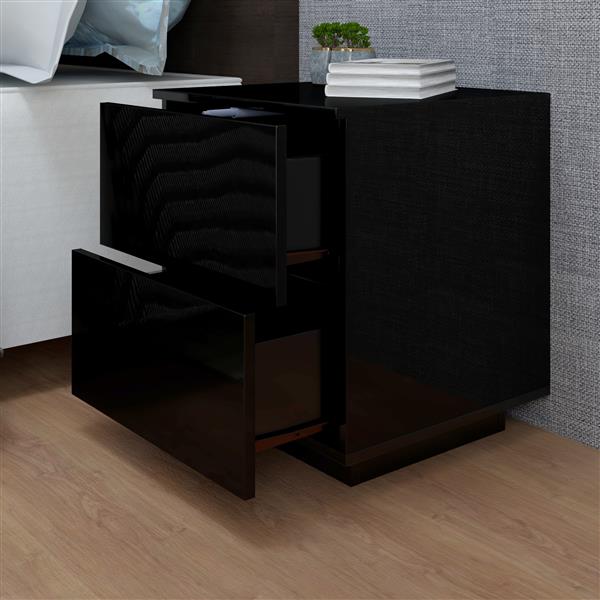 LED Double Side Cabinet Bedside Table Black