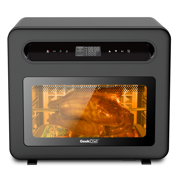 Geek Chef Steam Air Fryer Toast Oven Combo , 26 QT Steam Convection Oven Countertop , 50 Cooking Presets, with 6 Slice Toast, 12&quot; Pizza, Black Stainless SteelBanned from selling on Amazon