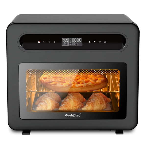 Geek Chef Steam Air Fryer Toast Oven Combo , 26 QT Steam Convection Oven Countertop , 50 Cooking Presets, with 6 Slice Toast, 12&quot; Pizza, Black Stainless SteelBanned from selling on Amazon