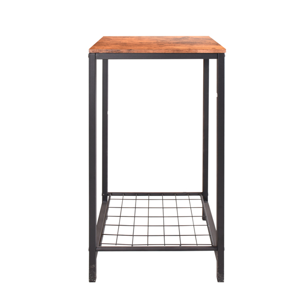 2-Tier End Table, Industrial Side Table Nightstand with Durable Metal Frame, Coffee Table with Mesh Shelves for Living RoomRustic Brown