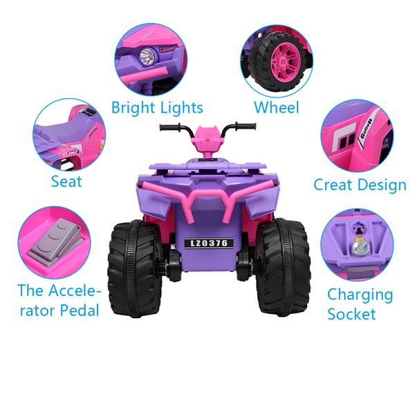 LZ-9955 ALL Terrain Vehicle Dual Drive Battery 12V7AH*1 without Remote Control with Slow Start Pink &amp; purple