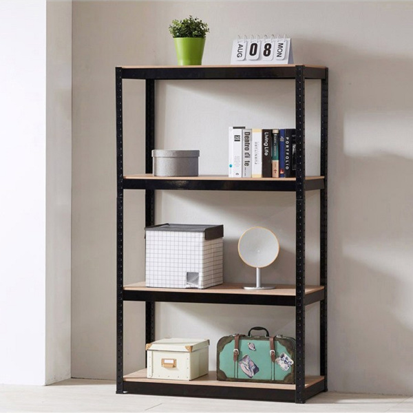 Storage Rack Shelving Unit Storage Shelf Steel Garage Utility Rack 4-Shelf Adjustable Shelves Heavy Duty Display Stand for Books, Kitchenware, Tools Bolt-Free Assembly 31.49&quot;x 14.47&quot;x 59 Black