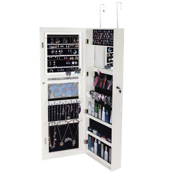 Retro PVC Wood Grain Coating Whole Body Mirror Decoration Storage Dressing Mirror Jewelry Mirror Cabinet White
