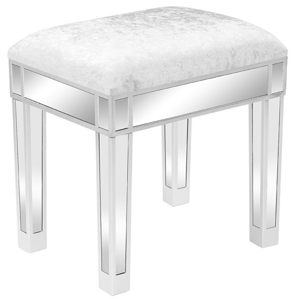 Modern Style Mirrored Vanity Stool Silver Gray