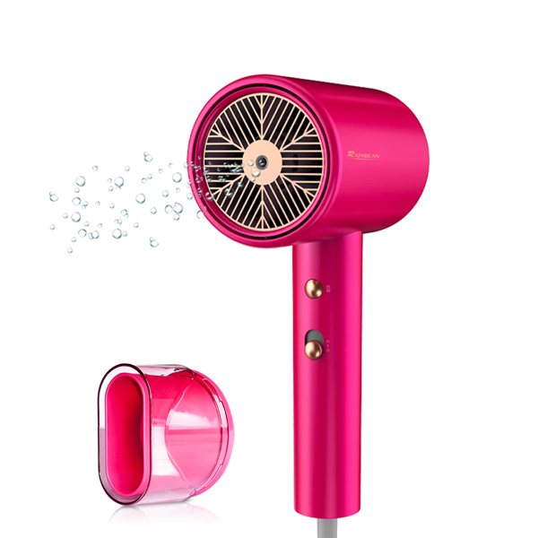 Water Ionic Hair Dryer, 1800W Blow Dryer with Magnetic Nozzle, 2 Speed and 3 Heat Settings, Powerful Low Noise Fast Drying Travel Hair Dryer for Home, Travel and Salon, Pink