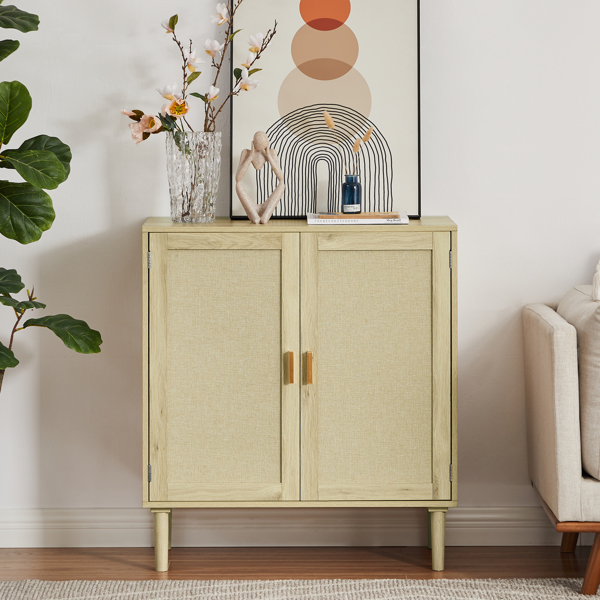 Fabric Cabinet Kitchen Storage Cabinets, Wine Cabinets, Dining Room, Hallway, Cabinet Consoles, Feature Cabinets with Fabric Decorative Doors, Natural31.5''LX 15.8''WX 34.6&quot;H