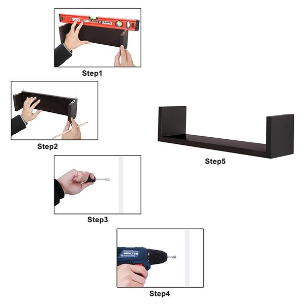 Set of 3 Floating Display Shelves Ledge Bookshelf Wall Mount Storage Home Dcor Black